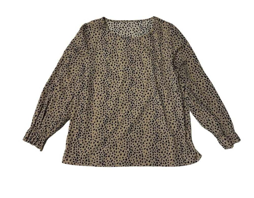 SHEIN Frenchy Plus Leopard Print Lantern Sleeve Blouse Size 1XL
